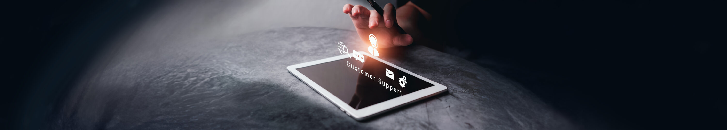 Technical,Support,Customer,Service,Concept.,Woman,Use,Digital,Tablet,With